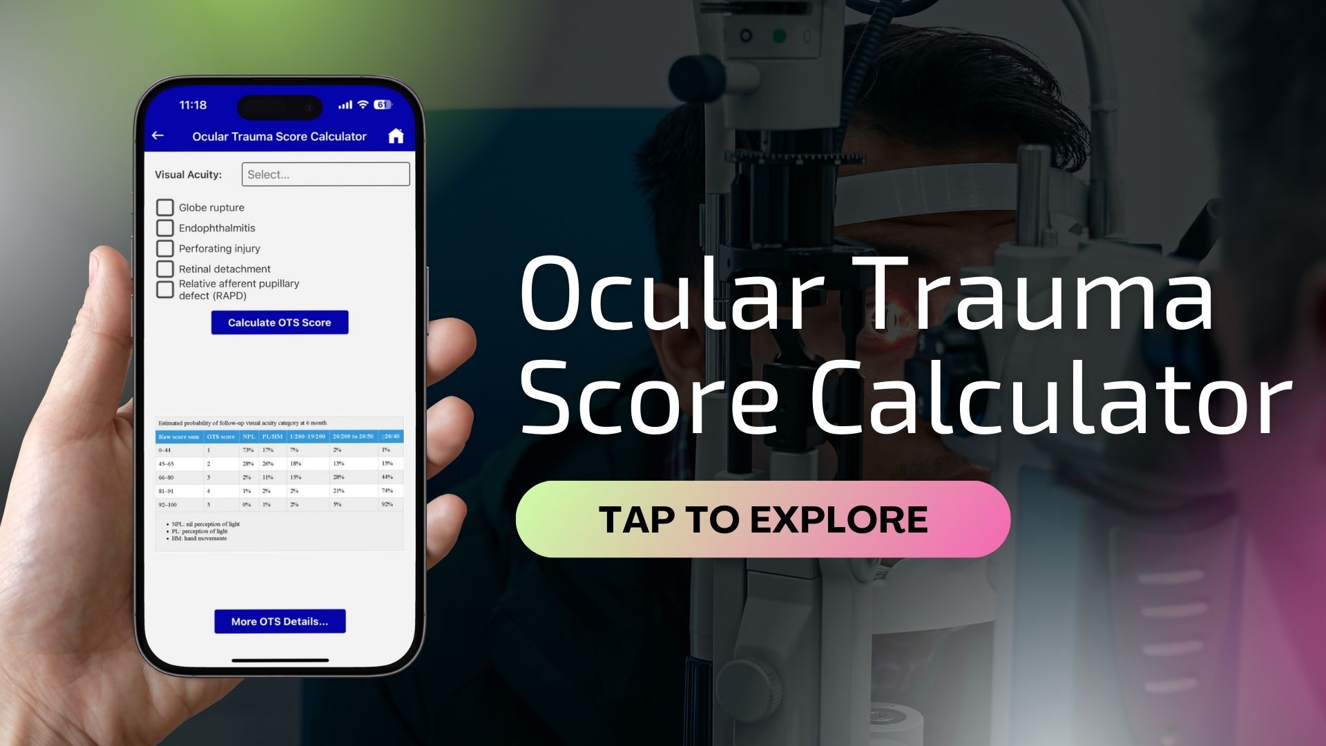 ocular trauma score calculator test mobile image