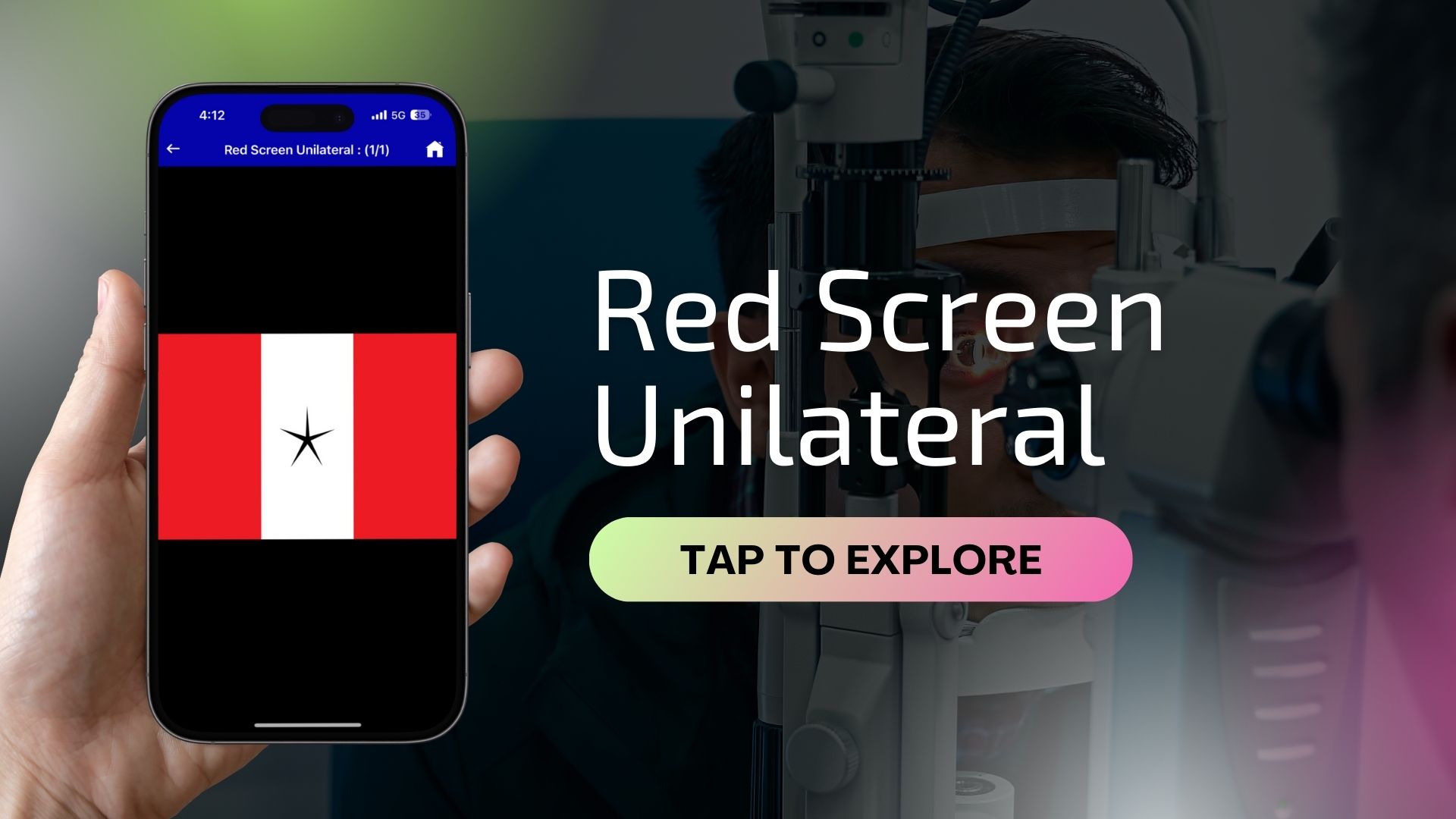 red screen unilateral mobile test image
